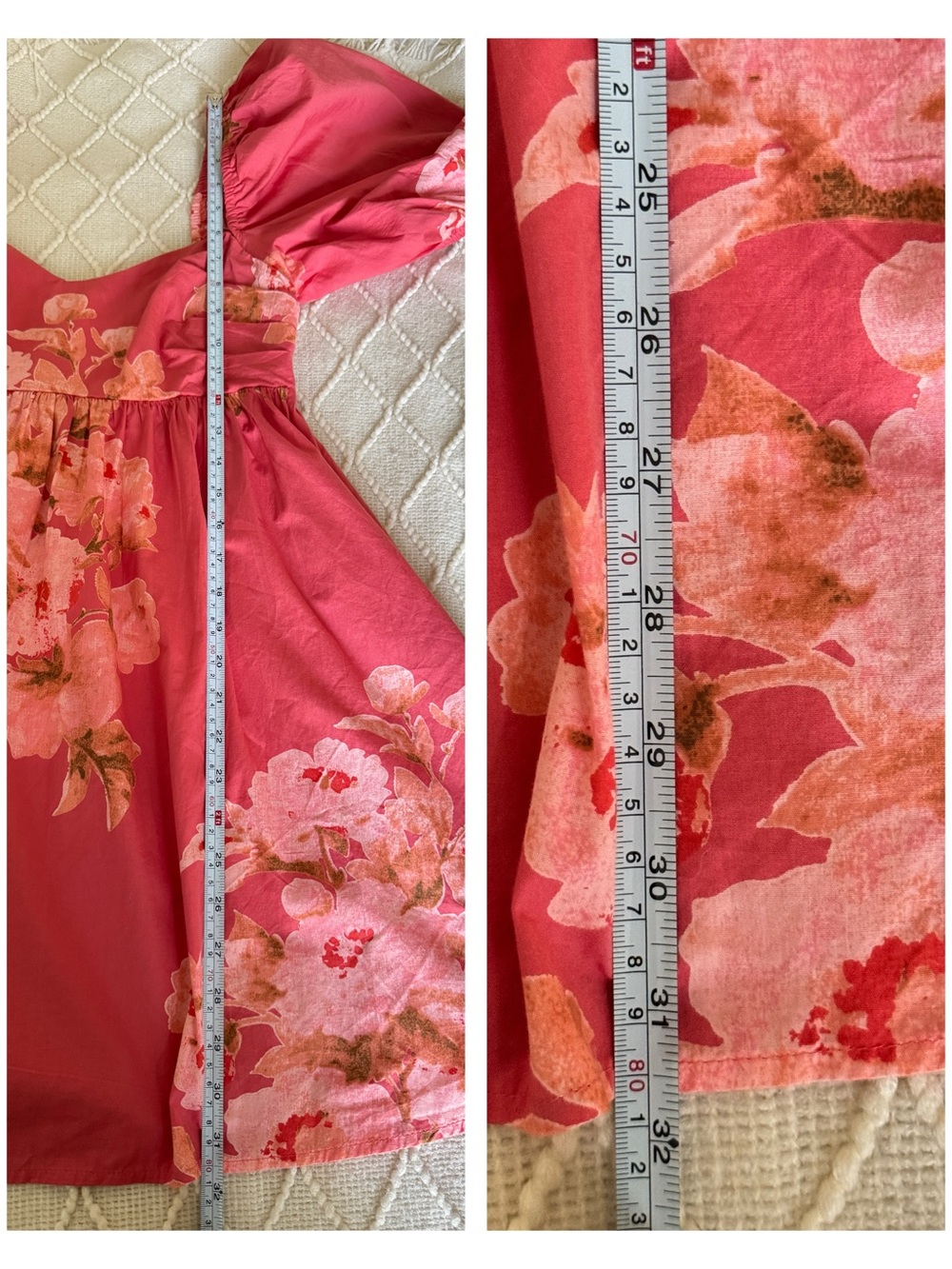 Free People x Revolve Peony Femme Combo Babydoll Mini Dress Floral Puff Sleeve - Picture 15 of 15